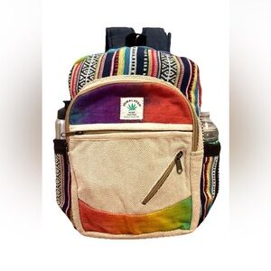 Handcrafted & Multicolor Hemp & Cotton Backpack For outdoor activities 17”by 14”